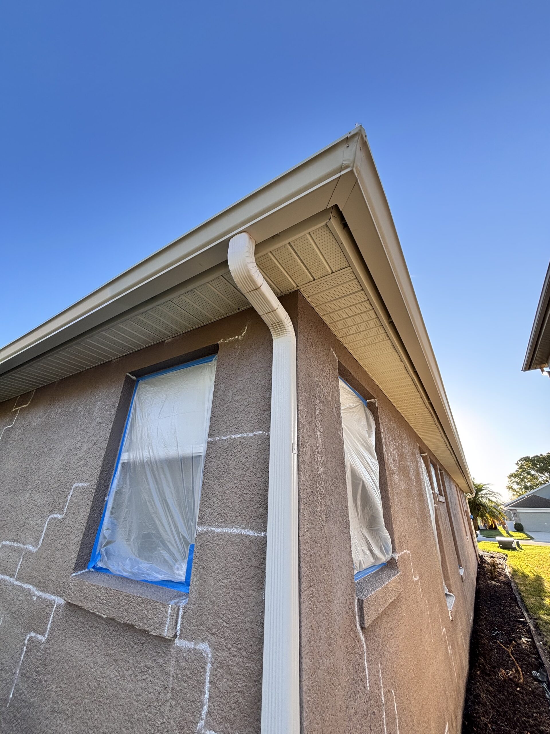 Prep work protecting home from all over spray. using correct paint